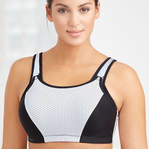 Glamorise SPORT Bra 36C (DOUBLE-LAYER) Wicking (PADDED-STRAPS) WHITE NEW - Picture 6 of 14